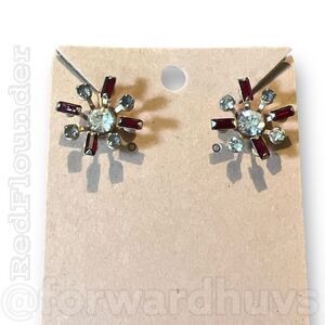 Bugbee & Niles Vintage Rhinestone Screw Back Earrings 50s 60s